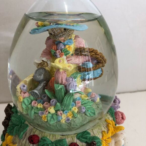 MUSICAL BOX WATER EGGS EASTER MERCURIES US.A.1994 BUNNY 6" HIGH - Picture 3 of 7